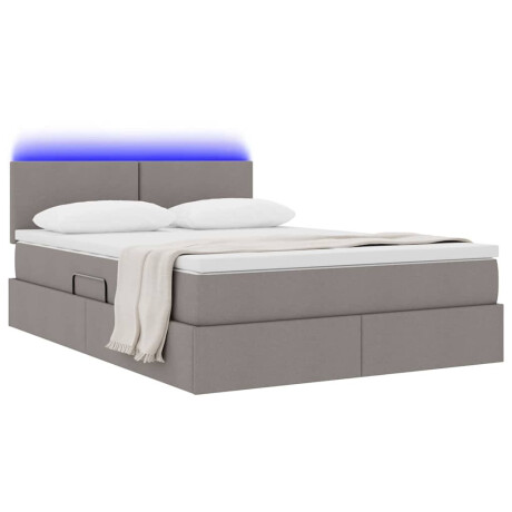 vidaXL Bed met LED -striplichten met opslag Taupe 140 x 190 cm Stof afbeelding3 - 1
