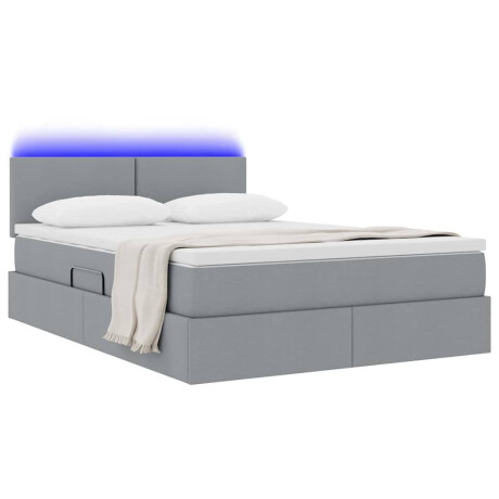 vidaXL Bed met LED -striplichten Lichtgrijs 140 x 200 cm Stof afbeelding3 - 1