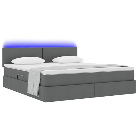 vidaXL Bed met LED -striplichten Donkergrijs 180 x 200 cm Stof afbeelding3 - 1