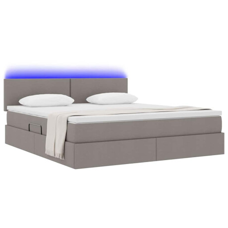vidaXL Bed met LED -striplichten met opslag Taupe 180 x 200 cm Stof afbeelding3 - 1