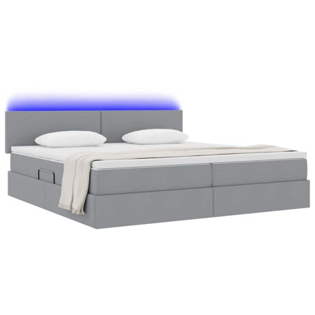 vidaXL Bed met LED -striplichten Lichtgrijs 200 x 200 cm Stof afbeelding3 - 1
