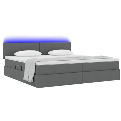 vidaXL Bed met LED -striplichten Donkergrijs 200 x 200 cm Stof afbeelding3 - 1