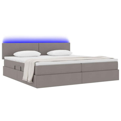 vidaXL Bed met LED -striplichten met opslag Taupe 200 x 200 cm Stof afbeelding3 - 1