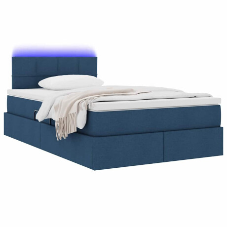 vidaXL Bed met LED -striplichten met opslag Blauw 120 x 200 cm Stof afbeelding3 - 1