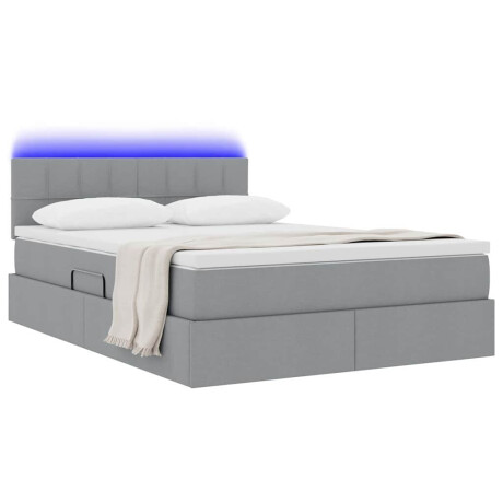 vidaXL Bed met LED -striplichten Lichtgrijs 140 x 190 cm Stof afbeelding3 - 1