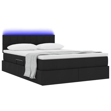 vidaXL Bed met LED -striplichten met opslag Zwart 140 x 190 cm Stof afbeelding3 - 1
