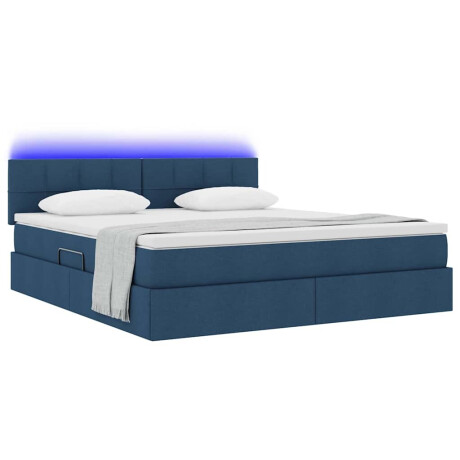 vidaXL Bed met LED -striplichten met opslag Blauw 160 x 200 cm Stof afbeelding3 - 1