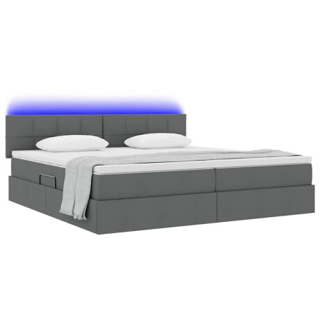 vidaXL Bed met LED -striplichten Donkergrijs 200 x 200 cm Stof afbeelding3 - 1