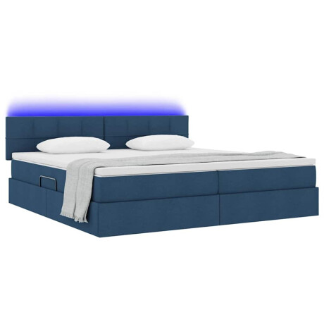 vidaXL Bed met LED -striplichten met opslag Blauw 200 x 200 cm Stof afbeelding3 - 1