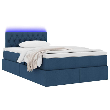 vidaXL Bed met LED -striplichten met opslag Blauw 120 x 200 cm Stof afbeelding3 - 1