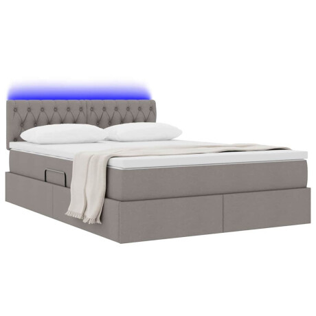 vidaXL Bed met LED -striplichten met opslag Taupe 140 x 190 cm Stof afbeelding3 - 1
