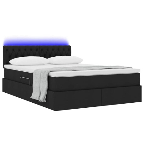 vidaXL Bed met LED -striplichten met opslag Zwart 140 x 200 cm Stof afbeelding3 - 1