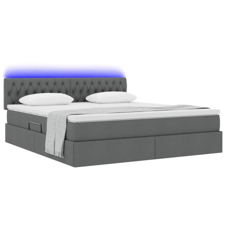 vidaXL Bed met LED -striplichten Donkergrijs 160 x 200 cm Stof afbeelding3 - 1