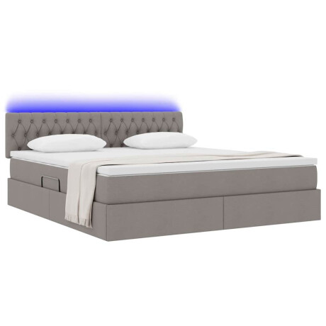 vidaXL Bed met LED -striplichten met opslag Taupe 160 x 200 cm Stof afbeelding3 - 1