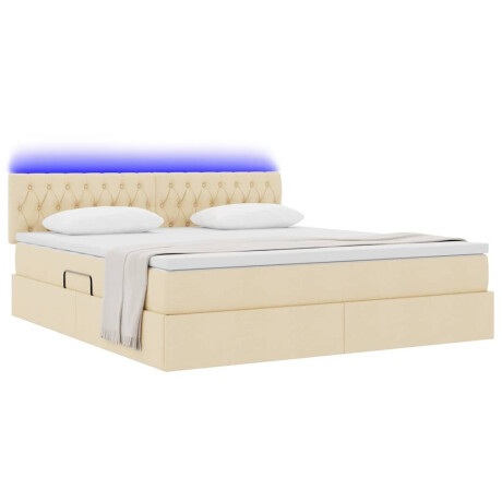 vidaXL Bed met LED -striplichten met opslag Crème 160 x 200 cm Stof afbeelding3 - 1