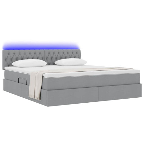 vidaXL Bed met LED -striplichten Lichtgrijs 180 x 200 cm Stof afbeelding3 - 1