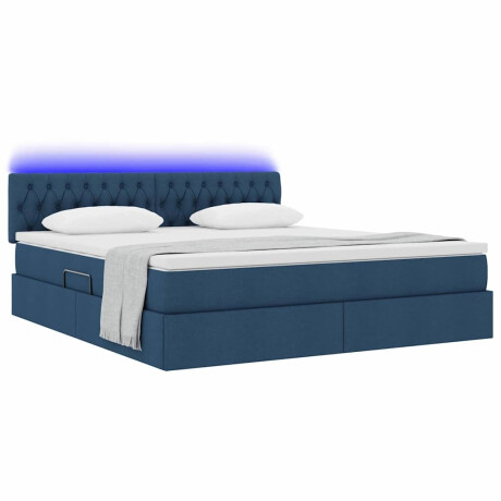 vidaXL Bed met LED -striplichten met opslag Blauw 180 x 200 cm Stof afbeelding3 - 1