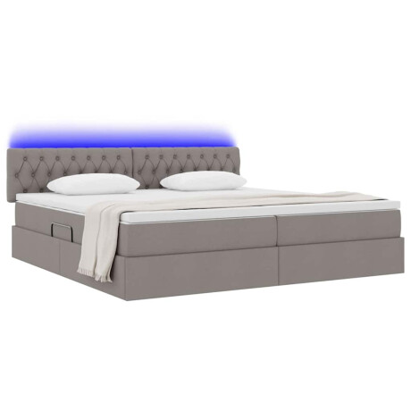 vidaXL Bed met LED -striplichten met opslag Taupe 200 x 200 cm Stof afbeelding3 - 1