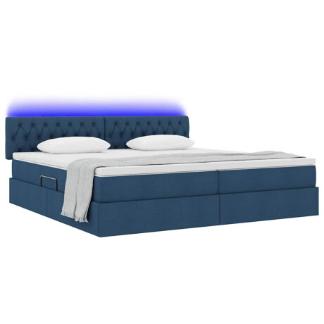 vidaXL Bed met LED -striplichten met opslag Blauw 200 x 200 cm Stof afbeelding3 - 1