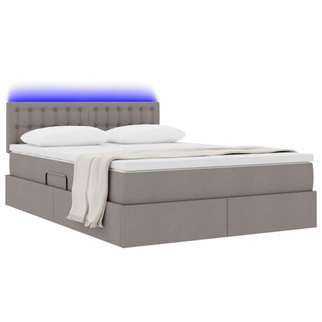 vidaXL Bed met LED -striplichten met opslag Taupe 140 x 190 cm Stof afbeelding3 - 1
