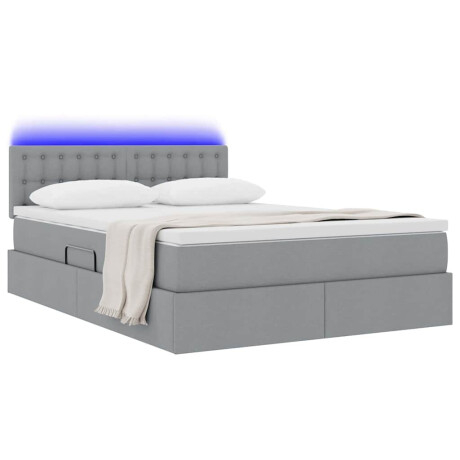 vidaXL Bed met LED -striplichten Lichtgrijs 140 x 200 cm Stof afbeelding3 - 1