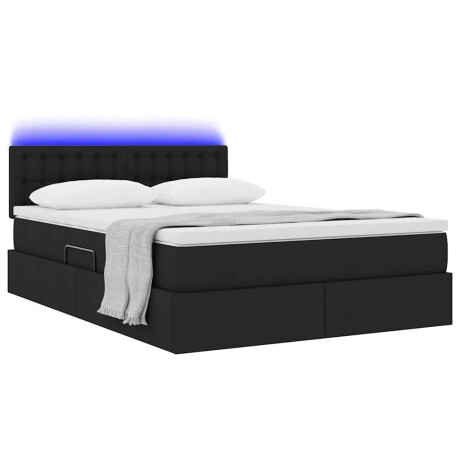 vidaXL Bed met LED -striplichten met opslag Zwart 140 x 200 cm Stof afbeelding3 - 1
