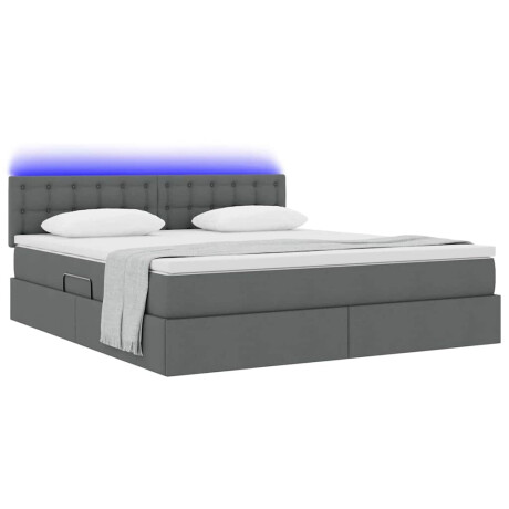 vidaXL Bed met LED -striplichten Donkergrijs 160 x 200 cm Stof afbeelding3 - 1