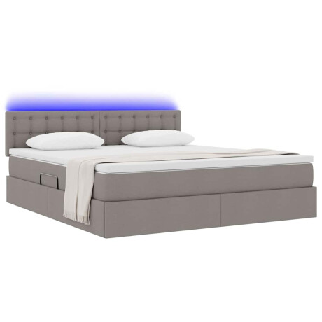 vidaXL Bed met LED -striplichten met opslag Taupe 160 x 200 cm Stof afbeelding3 - 1