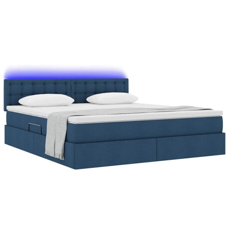 vidaXL Bed met LED -striplichten met opslag Blauw 160 x 200 cm Stof afbeelding3 - 1