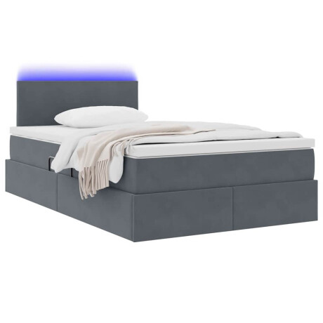 vidaXL Bed met LED -striplichten Donkergrijs 120 x 200 cm Fluweel afbeelding3 - 1