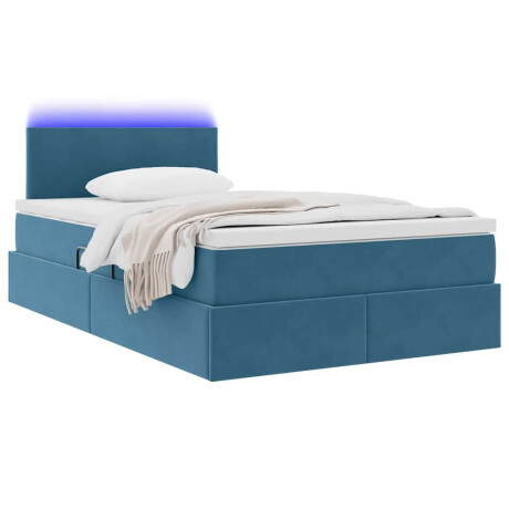 vidaXL Bed met LED -striplichten Donkerblauw 120 x 200 cm Fluweel afbeelding3 - 1