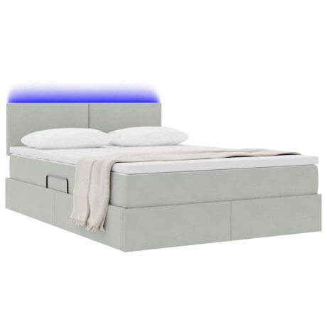 vidaXL Bed met LED -striplichten Lichtgrijs 140 x 200 cm Fluweel afbeelding3 - 1