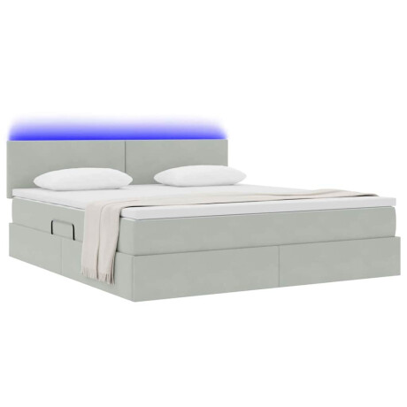 vidaXL Bed met LED -striplichten Lichtgrijs 160 x 200 cm Fluweel afbeelding3 - 1