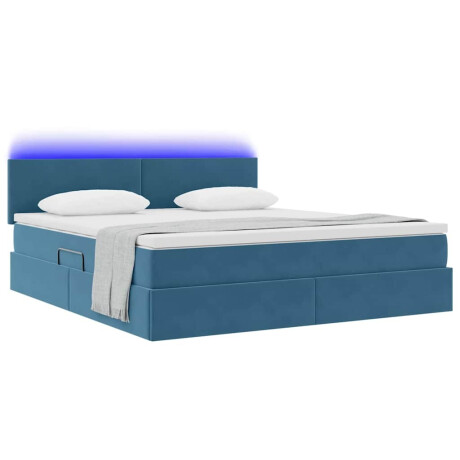 vidaXL Bed met LED -striplichten Donkerblauw 160 x 200 cm Fluweel afbeelding3 - 1