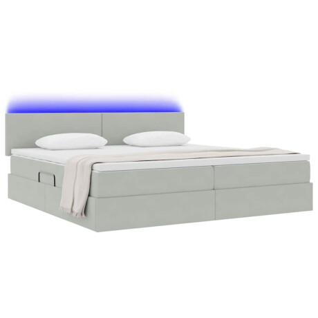 vidaXL Bed met LED -striplichten Lichtgrijs 200 x 200 cm Fluweel afbeelding3 - 1