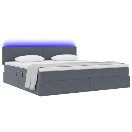 vidaXL Bed met LED -striplichten Donkergrijs 200 x 200 cm Fluweel afbeelding3 - 1