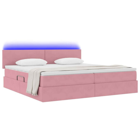 vidaXL Bed met LED -striplichten met opslag Roze 200 x 200 cm Fluweel afbeelding3 - 1