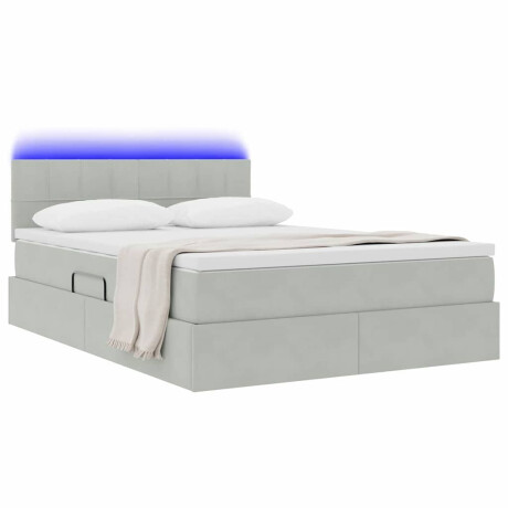 vidaXL Bed met LED -striplichten Lichtgrijs 140 x 190 cm Fluweel afbeelding3 - 1