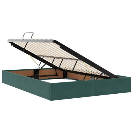 vidaXL Bed met LED -striplichten Donkergroen 140 x 190 cm Fluweel afbeelding3 - 1