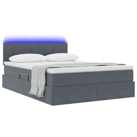 vidaXL Bed met LED -striplichten Donkergrijs 140 x 200 cm Fluweel afbeelding3 - 1