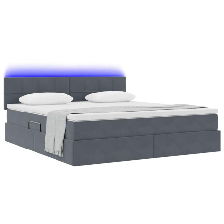 vidaXL Bed met LED -striplichten Donkergrijs 160 x 200 cm Fluweel afbeelding3 - 1