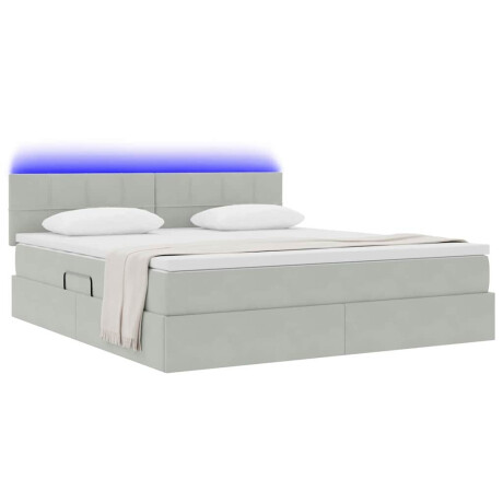 vidaXL Bed met LED -striplichten Lichtgrijs 180 x 200 cm Fluweel afbeelding3 - 1
