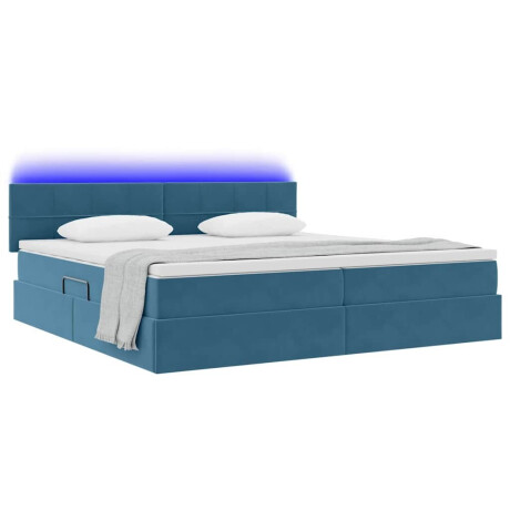 vidaXL Bed met LED -striplichten Donkerblauw 200 x 200 cm Fluweel afbeelding3 - 1