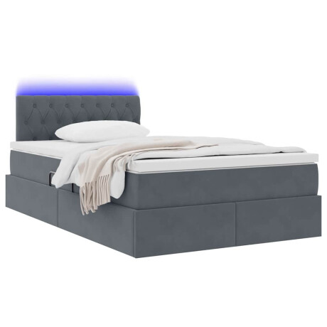 vidaXL Bed met LED -striplichten Donkergrijs 120 x 200 cm Fluweel afbeelding3 - 1