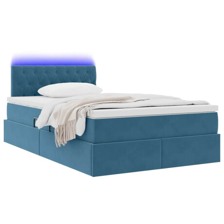 vidaXL Bed met LED -striplichten Donkerblauw 120 x 200 cm Fluweel afbeelding3 - 1