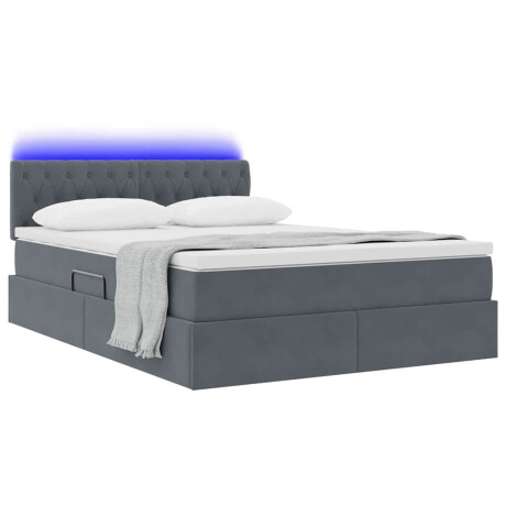 vidaXL Bed met LED -striplichten Donkergrijs 140 x 190 cm Fluweel afbeelding3 - 1