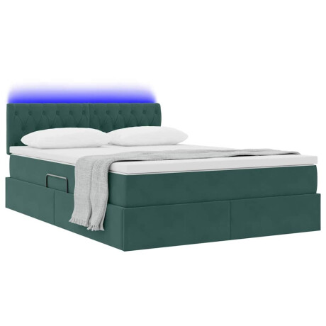 vidaXL Bed met LED -striplichten Donkergroen 140 x 190 cm Fluweel afbeelding3 - 1
