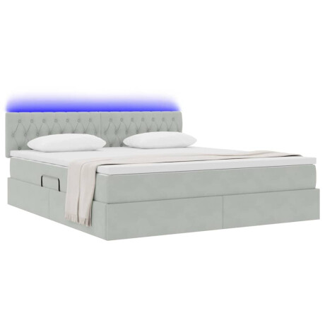 vidaXL Bed met LED -striplichten Lichtgrijs 180 x 200 cm Fluweel afbeelding3 - 1
