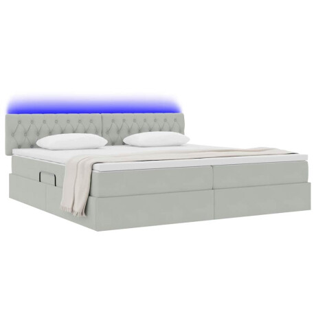 vidaXL Bed met LED -striplichten Lichtgrijs 200 x 200 cm Fluweel afbeelding3 - 1