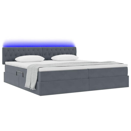 vidaXL Bed met LED -striplichten Donkergrijs 200 x 200 cm Fluweel afbeelding3 - 1